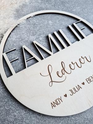 Familienschild geschnitten/graviert